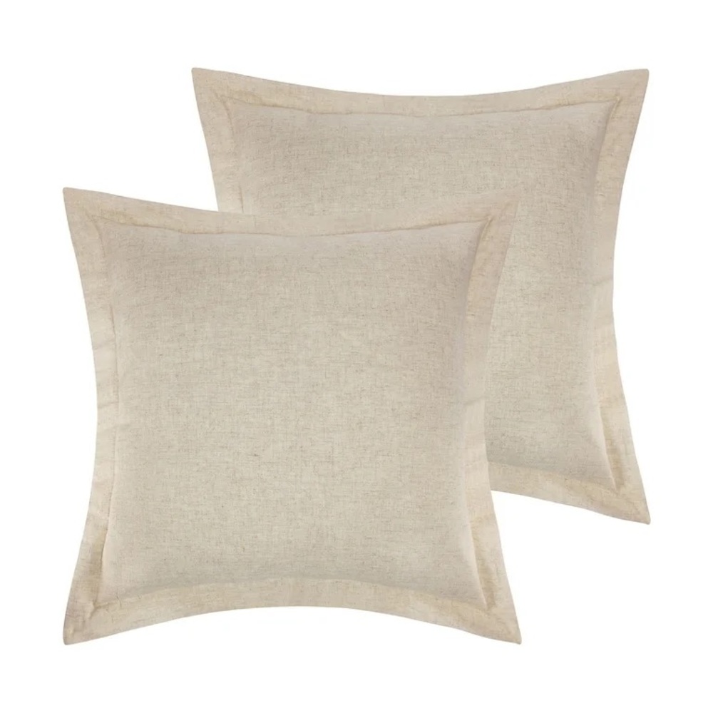 Levtex Home 100% Linen Euro Sham - Natural Beige Back Tie Luxury Natural Fibers